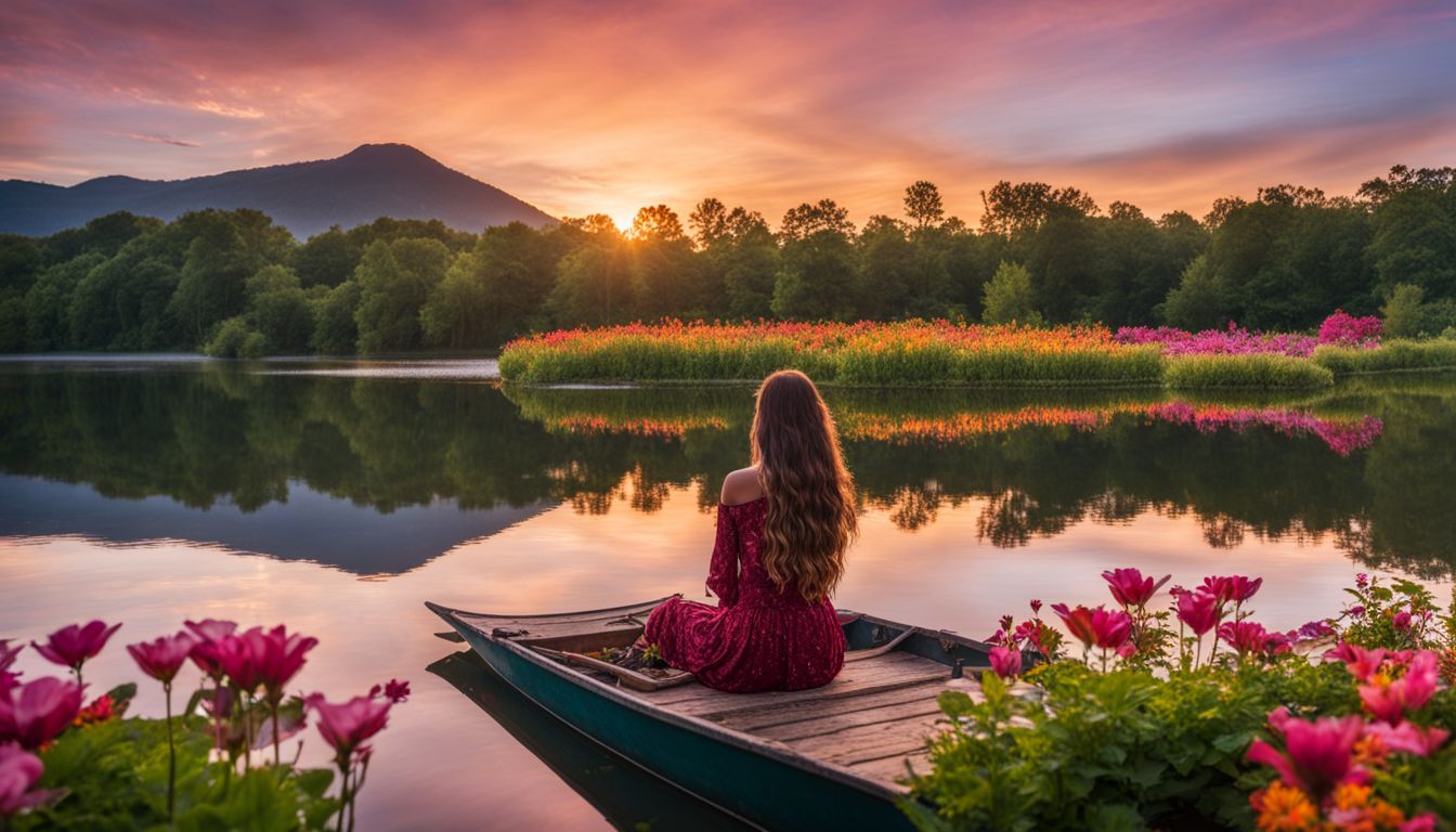 le lever du soleil sur un lac tranquille entouré de la nature.