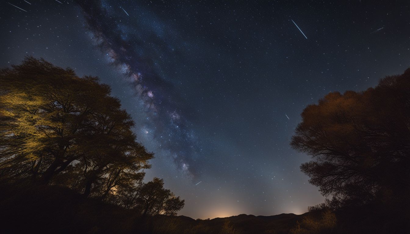 une photo de la voûte céleste avec des constellations et des corps célestes.