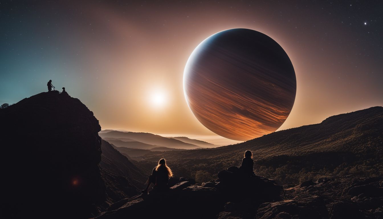 une silhouette de planète traversant une étoile capturée à travers un télescope.